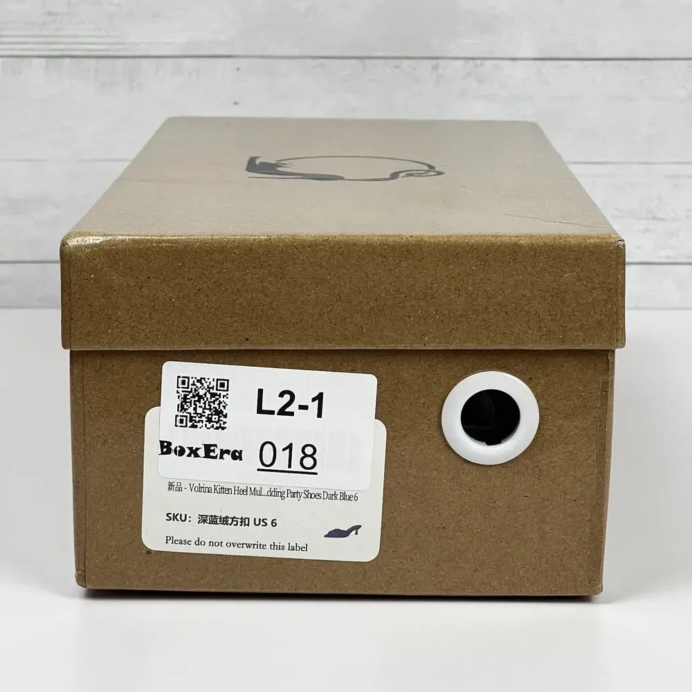 Volrina Kitten Heel Mules Dark Blue Suede Size 6 – New w/ Box - Picture 4 of 4